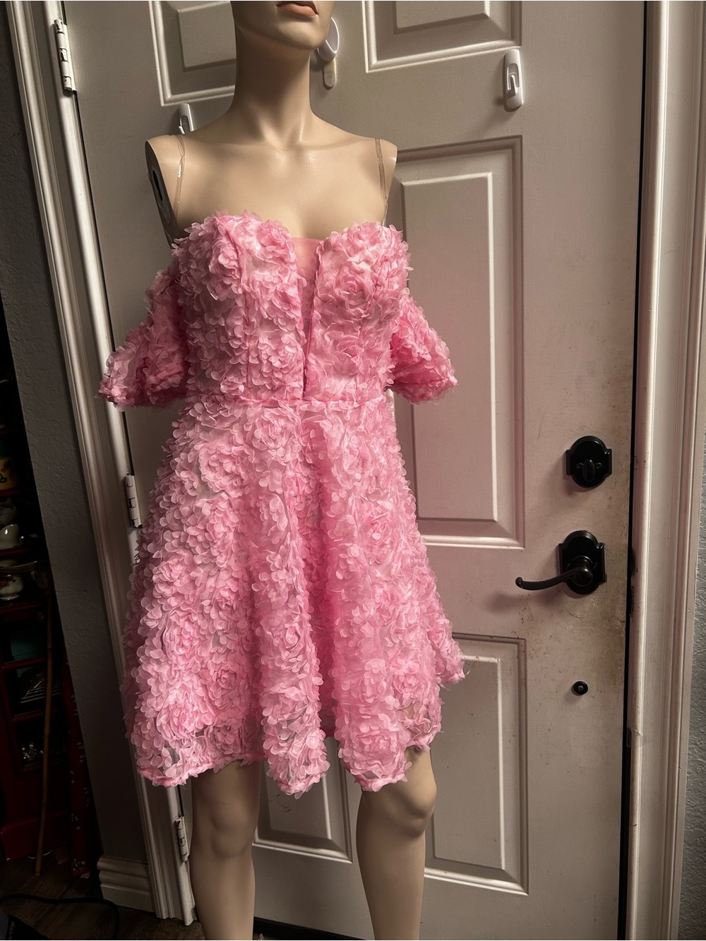 Faeriesty Pink Floral Off-Shoulder Party Dress Sz M